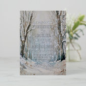 ラスティック ダスティーブルー ウィンター フォレスト 水彩 結婚式 箔招待状 (立ち正面)