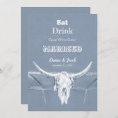 ラスティック ダスティーブルー 食べて飲んで結婚しよう 牛の頭蓋骨 案内状 (正面/裏面)