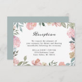 ラスティック ダスティ ピンク フローラル ウェディング レセプションの詳細 エンクロージャーカード (正面/裏面)