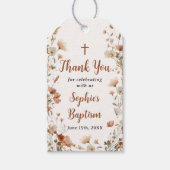ラスティック ダスティ ローズ ワイルドフラワー 洗礼 感謝カード ギフトタグ (正面)