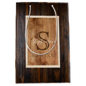 ラスティック ダーク ウッド トーン モノグラム ミディアム ギフト バッグ ミディアムペーパーバッグ (正面)