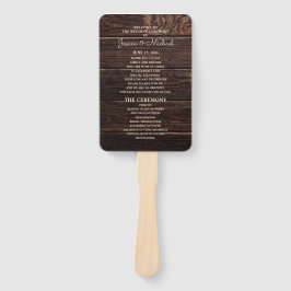 ラスティック ダーク ブラウン ウッド ウェディング プログラム ハンドファン