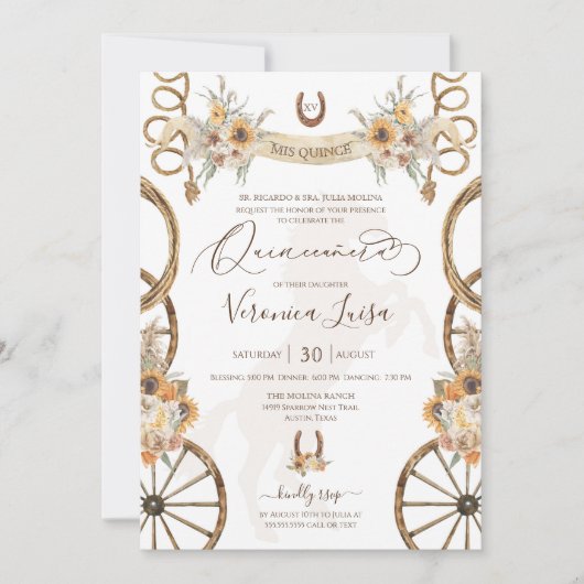 ラスティック チャロ フラワー ボーホー カントリー キンセアニエラ 招待状 (正面)