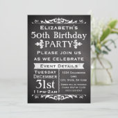 ラスティック チョークボード スレート 50歳の誕生日パーティー 招待状 (スタンド正面)