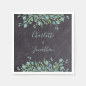 ラスティック チョークボード ユーカリ グリーンのウェディング スタンダードカクテルナプキン (正面)
