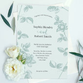 ラスティック ティール ウィムジカル フローラル ウェディング 招待状