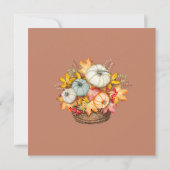 ラスティック テラコッタ オータム パンプキンズ フォール ウェディング セーブザデート (裏面)