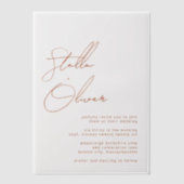 ラスティック テラコッタ カリグラフィー ウェディング ベラム紙招待状 (正面)