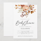 ラスティック テラコッタ フラワーズ ベビーシャワー 招待状 (正面/裏面)