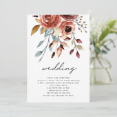 ラスティック テラコッタ フラワーズ QR コード ウェディング 招待状 (スタンド正面)