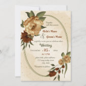 ラスティック テラコッタ フラワー ジオメトリック ウェディング 招待状 (正面)