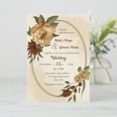 ラスティック テラコッタ フラワー ジオメトリック ウェディング 招待状 (スタンド正面)