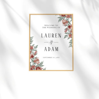 ラスティック テラコッタ フローラル ウェディング サイン