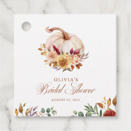 ラスティック テラコッタ フローラル パンパス グラスとパンプキン フェイバータグ