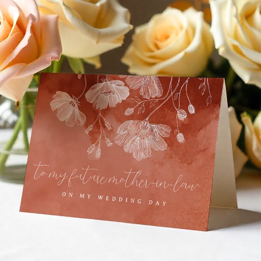 ラスティック テラコッタ フローラル 将来の義母 ウェディング カード