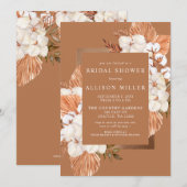 ラスティック テラコッタ ボヘミアンパンパス ブライダルシャワー 招待状 (正面/裏面)