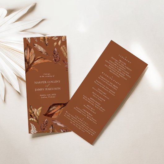 ラスティック テラコッタ リーフ ウェディング セレモニー プログラム