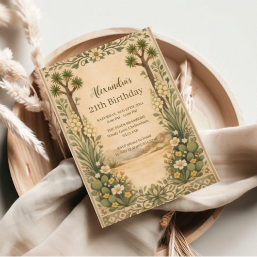 ラスティック デザート ボタニカル 誕生日 招待状