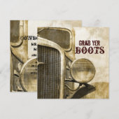 ラスティック トラック ウェスタン カントリー ファーム ウェディング 招待状 (正面/裏面)