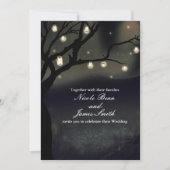 ラスティック ナイト ツリー & メイソンジャー ライト ウェディング 招待状 (正面)