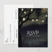 ラスティック ナイト ツリー & メイソンジャー ライト ウェディング RSVP インビテーションポストカード (正面/裏面)
