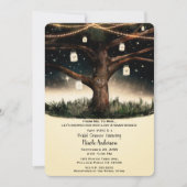 ラスティック ナイト ツリー ライト メイソン ジャー ブライダル シャワー 招待状 (正面)