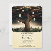 ラスティック ナイト ツリー ライト & メイソン ジャー 婚約 招待状 (正面)