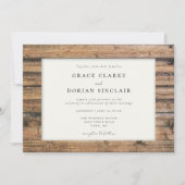 ラスティック ニュートラル ボーホー バーン ウッド フレーム フォト ウェディング 招待状 (正面)