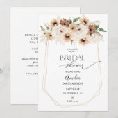 ラスティック ニュートラル ボーホー フラワー ブライダル シャワー 招待状 (正面/裏面)