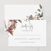 ラスティック ニュートラル ボーホー フラワー RSVP 招待状 (正面/裏面)