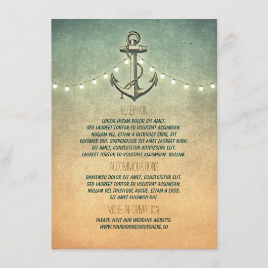 ラスティック ネイティブ アンカーとライトのウェディング 詳細 エンクロージャーカード (正面)