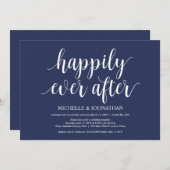 ラスティック ネイビーブルー ウェディング エロープメント レセプション 招待状 (正面/裏面)