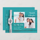 ラスティック ネイビー ノット フォト セーブ ザ デート (正面/裏面)