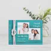 ラスティック ネイビー ノット フォト セーブ ザ デート (スタンド正面)