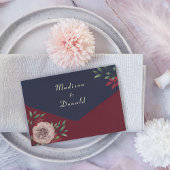 ラスティック ネイビー バーガンディ ウェディング オールインワン招待状