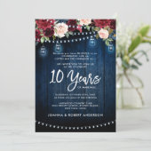 ラスティック ネイビー バーガンディ フローラル メイソンジャー ウェディング 招待状 (スタンド正面)