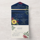 ラスティック ネイビー ヒマワリ ウェディング オールインワン招待状 (内側)