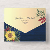ラスティック ネイビー ヒマワリ ウェディング オールインワン招待状 (裏面)