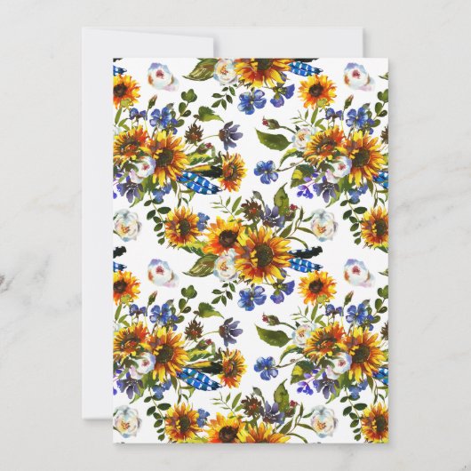 ラスティック ネイビー ヒマワリ サプライズ バースデー パーティー 招待状 (裏面)