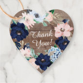 ラスティック ネイビー  ブッシュ フローラル ブライダル シャワー フェイバータグ (正面)