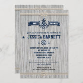 ラスティック ネイビー ベイビー シャワー 招待状 (正面/裏面)