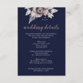 ラスティック ネイビー モーブ フラワー ボタニカル ウェディング エンクロージャーカード (正面)