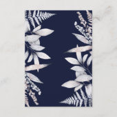 ラスティック ネイビー モーブ フラワー ボタニカル ウェディング エンクロージャーカード (裏面)