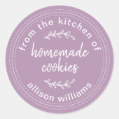 ラスティック ハンドメイド クッキー ラベンダー ラウンドシール (正面)