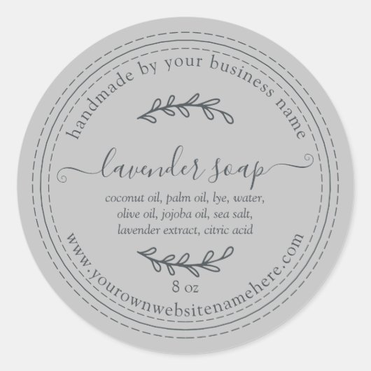 ラスティック ハンドメイド ラベンダー ソープ グレー ラウンドシール (正面)