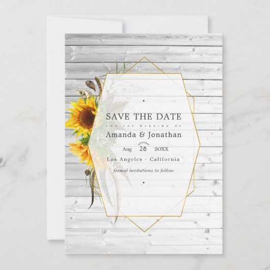 ラスティック ハーブアリウム ひまわり ボヘミアンワエディング セーブザデート (正面)