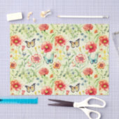 ラスティック バタフライ＆フラワー デコパージュペーパー 薄葉紙 (クラフト)