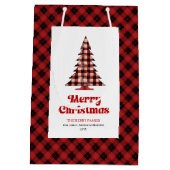 ラスティック・バッファロー・チェックのツリー・ギフトバッグ（名入れ可） ミディアムペーパーバッグ (裏面)
