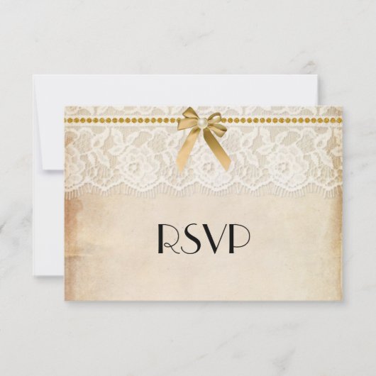 ラスティック・バラップ+レース 結婚式 RSVP (正面)