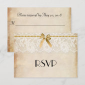 ラスティック・バラップ+レース 結婚式 RSVP (正面/裏面)